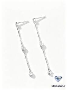 1 Đôi bông tai bạc S925 đính đá Moissanite 0.36CT kiểu dáng tối giản, thích hợp cho cô dâu, đám cưới, hẹn hò, đeo hàng ngày, quà tặng ngày lễ. - Nhiều màu - Xem 1