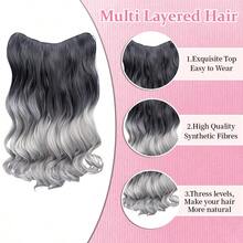 WIGGAGA Summer Vacation Style Women's Valentine's Day Summer Clothing, 24-Inch Long Curly 5-Clip Hair Extensions For Ladies & Girls - Gray Ombre - View 6