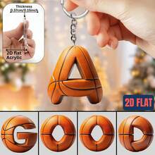 2D Acrylic Basketball Letter Keychain, Basketball Player & Fan Exclusive Keyring Gift, Bag Charm, Key Decoration, Party Favor - Basketball Letter Keychain - View 2