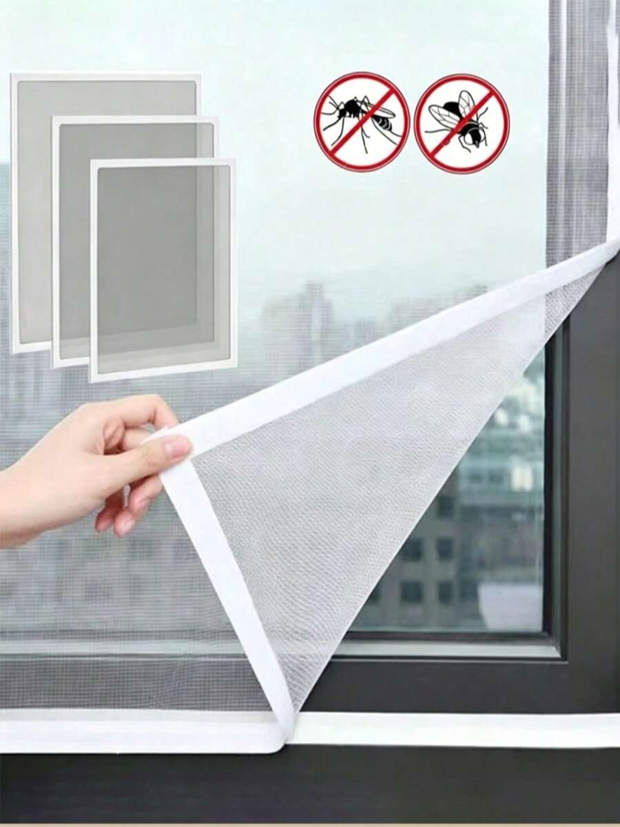 1 tấm màn chống muỗi tự dính, vô hình, dùng mùa hè, dễ sử dụng, màn lưới màu trắng có thể tháo rời, không cần khoan, có khóa dán.
