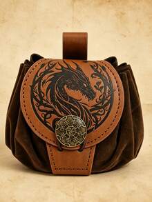 Medieval Renaissance PU Leather Coin Purse Waist Bag, Portable Drawstring Pouch, Suitable As Vintage Belt Bag Accessory For LARP, Renaissance Market, Renaissance Festival, Halloween Costume - A - View 7