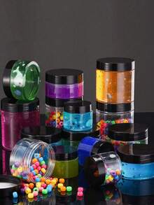 1pc Plastic Container Jars With Black Lid, Plastic Storage Jars, Plastic Jars, Wide Mouth Transparent Sample Bottle, Transparent Round Cosmetic Container, Reusable Sealed Plastic Food Storage Container With Lid, Paint Dispenser Bottle, Mask Canister, Cream Jar, Cosmetic Refillable Travel Bottle - Multicolor - View 4