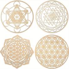 4pcs 12-Inch Sacred Geometry Wall Decor For Meditation, Includes Metatron's Cube, Flower Of Life, Sri Yantra, Mandala Zen Wall Hangings, Suitable For Home Decor - A - View 9