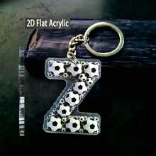2D Acrylic Flat Football Letter Keychain, Designed For Football Players And Fans, Suitable For Football Themed Party Gifts, Souvenirs, Bag Charms, Training And Match Key Accessories - Football-themed Letter Keychain 01 - View 32