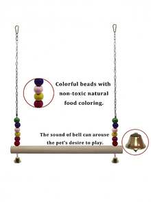 1pc Parrot Swing Toy, Suitable For Cage, Yard, Outdoor, Perch Swing For Parrots And Chickens, Great For Climbing, Playing And Training, Sturdy Farmhouse Design With Colorful Beads, Bird Toy Accessory For Small, Medium And Large Parrots And Chickens (Bead Color Random) - View 2