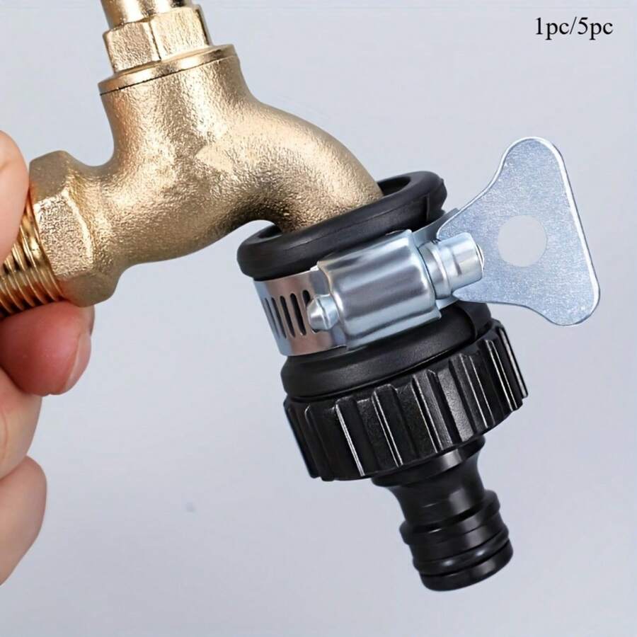 Bộ 5 đầu nối ống nhanh đa năng - Bền, dễ lắp đặt, thích hợp cho việc rửa xe và tưới vườn, tương thích với tiêu chuẩn Châu Âu và Mỹ. - Xem 1