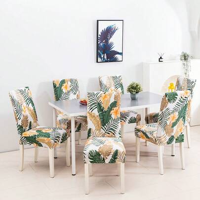 2/4/6PCS Printed Elastic Chair Cover Living Room Dining Table Chair Protective Cover Home Decorative Stool Cover