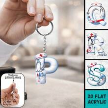 2D Acrylic Nurse Uniform Letter Keychain, Creative Keychain, Nurse Theme, Fashion Accessory, Suitable For Multiple Occasions, Perfect Gift For Friends - Nurse Uniform Letter Keychain - View 2
