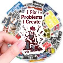 56PCS Mechanic Sarcastic Quote Stickers Pack, Funny Repair & Work Themed Decals For Adults, Durable Waterproof Stickers For Toolboxes Tumblers Phones, Ideal For Mechanics, DIY Enthusiasts And Workspace Humor - Multicolor - View 4