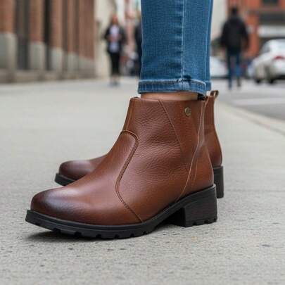 Ankle Boot Feminina Clássica Salto Grosso Conforto Premium