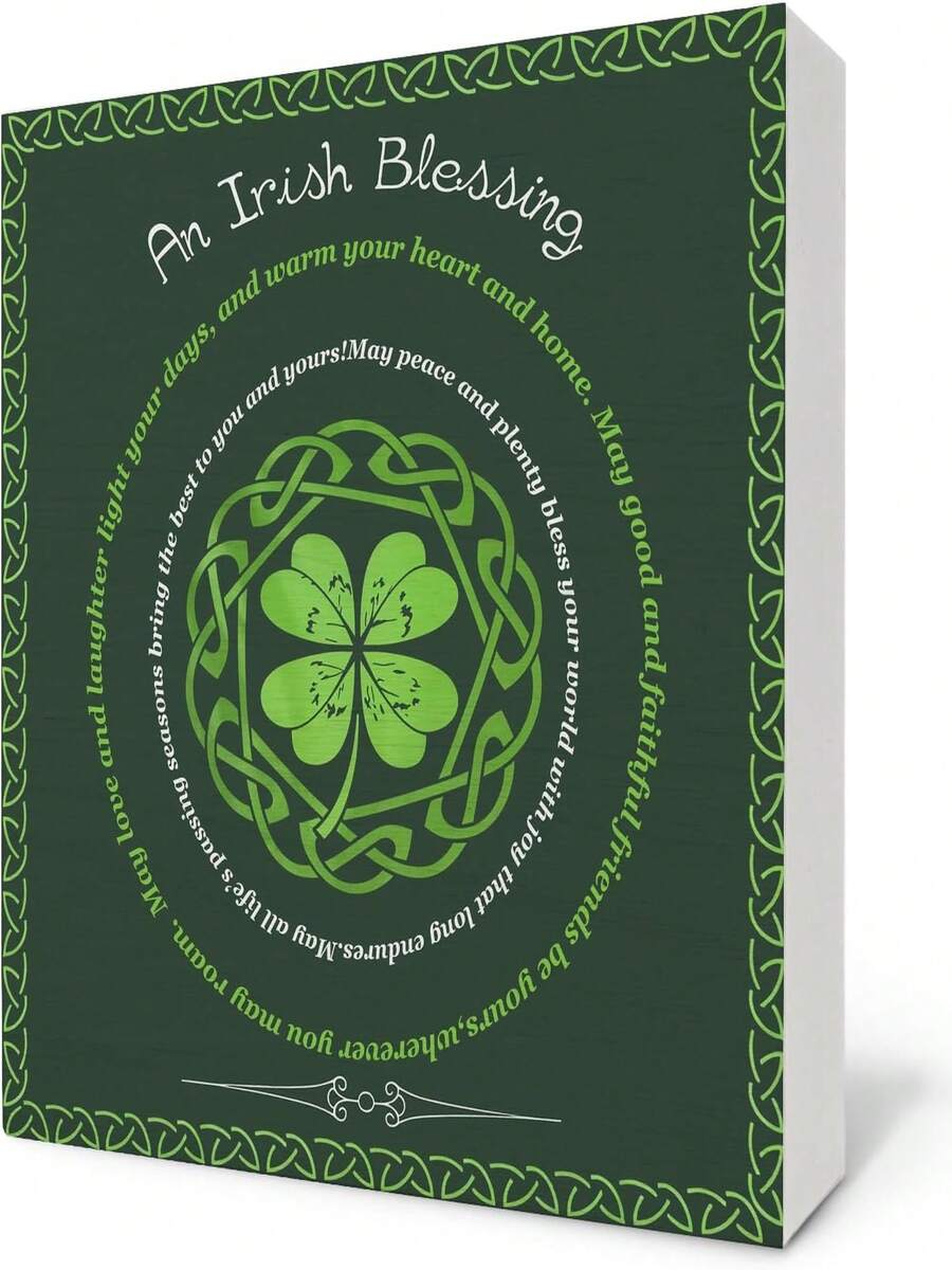 Irish Blessing Sign, St. Patrick's Day Wooden Box Sign, Irish Blessing Decoration, St. Patrick's Day Ornt, St. Patrick's Day Wooden Block Sign, Suitable For Home Office Desk Shelf Decoration, 5x5 Inches (One)Bathroom Deccor,Office Decor,Room Decor,Home Décor - 1PC - Xem 1