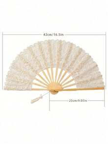 1pc Vintage Lace Embroidered Floral Hand Fan, Lace Folding Fan, Summer Beach Fan, Foldable Hand Fan, Ladies Lace Fan, Vintage Wedding Fan, Spanish Hand Fan, Made Of Bamboo And Bone, Elegant White Design, Suitable For Holiday Gifts Or Ladies Home Decor, Delicate Lace Embroidery Decorated Fan Edge, Mother's Day Gift, Bedroom Decor, Garden, Kitchen Decor, Summer, Beach, Travel Essential, Room Decor, Soft, Graduation - Multicolor - View 11