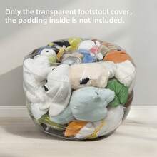 Transparent Stuffed Animal Storage Bean Bag Chair, Large Capacity Toy Organizer For Kids, Multifunctional Plush Toy Holder That Doubles As A Soft Sofa, Dustproof & Space-Saving For Bedroom, Playroom, Living Room. - White - View 9