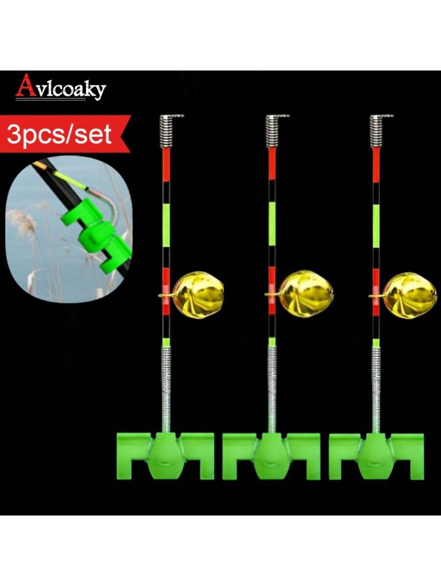 AVLCOAKY 3 piezas Señal electrónica de alarma para pesca en balsa oscura, flotador de orilla para caña de pescar, señal de punta de caña de pescar para pesca nocturna - Multicolor - Ver 1