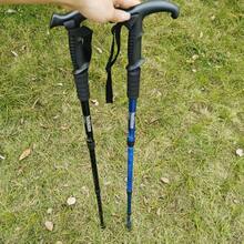 Bastone da trekking regolabile in 4 sezioni, in lega di alluminio con impugnatura a T, bastone da passeggio unisex adatto per alpinismo, escursionismo, campeggio - Multicolore - Visualizzare 4