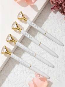 Customizable Diamond-Shaped Metal Pen, Laser Engraved Personalized Ballpoint Pen, Customized Wedding Bride/Bridesmaid Check-In Pen, Luxury Wedding Signature Book Pen With Crystal Rhinestones - Multicolor - View 6
