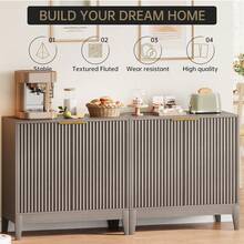 Credenza Moderna de 31.5 Pulgadas con Diseño Acanalado y Amplio Almacenamiento, Gabinete Bufé de 2 Puertas, Mueble de Organización para Hogar, Ideal para Entrada, Sala de Estar y Cocina - Gris - Ver 4