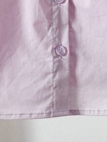 Young Girl Spring Casual Cute Rabbit Embroidery Peter Pan Collar Blouse - Lilac Purple - View 6