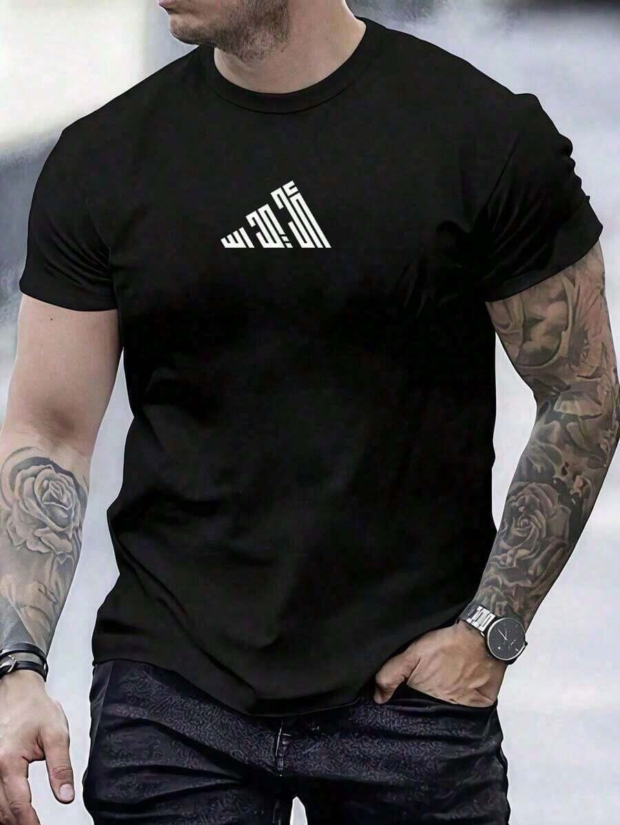 100% algodón puro, transpirable y agradable para la piel. Diseño clásico de cuello redondo, corte ajustado y adecuado para todo tipo de cuerpos. Estampado de moda con estilo minimalista y de alta calidad. Diseño unisex perfecto para conjuntos de pareja, ideal para el transporte diario, citas, ocio y ropa urbana - versátil y atemporal. - Negro - Ver 1
