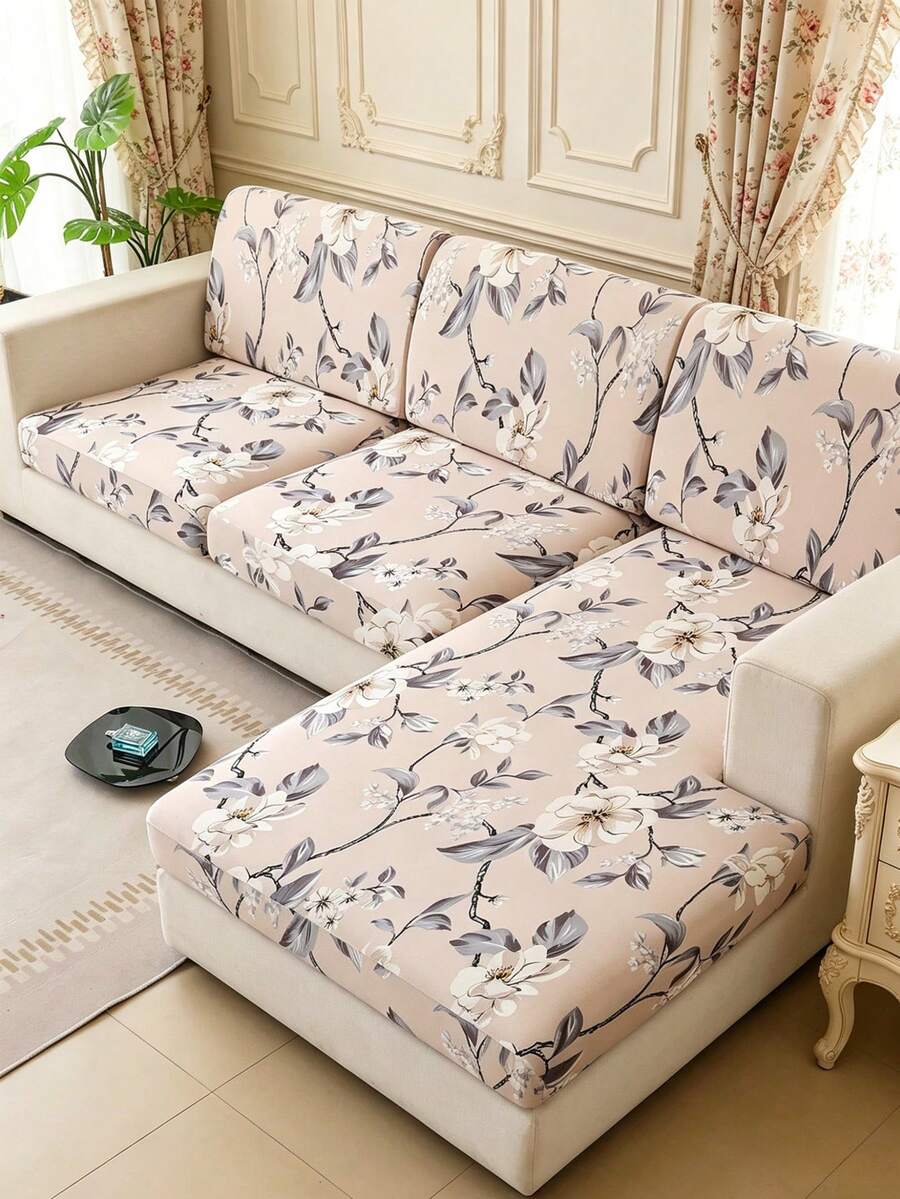 1 cái bọc đệm ghế sofa co giãn in họa tiết, bọc ghế sofa hình chữ L, bọc đệm lưng sofa riêng biệt, bảo vệ đồ nội thất, bọc đệm ghế sofa co giãn - Màu cà phê - Xem 1