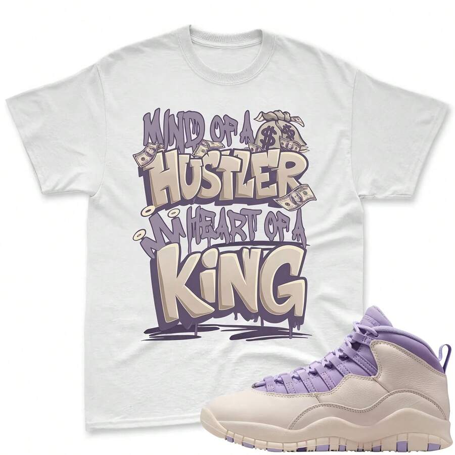 ¡REY! Camiseta a juego con las jordans 10 Hydrangeas Chalk, camiseta a juego con las zapatillas jordans 10, camiseta jordans Match, camiseta a juego con las zapatillas AJs 10 Chalk - forma - Ver 1