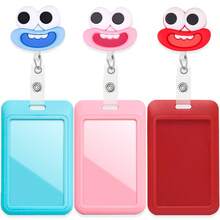 1pc Retractable Face Badge Reel ID Card Holder, Hard Plastic Card Sleeve Suitable For Bus Card, Gift For Doctors, Nurses, Teachers, Office Workers - Multicolor - View 2
