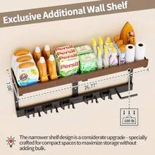 Broom Holder Wall Mount With Cleaning Supplies Organizer Laundry Room Shelves With Mop Hanger Rack Gripper Hooks And Vacuum Organizer Broom And Mop Organizer Wall Hanging For Home Garage Kitchen - màu đen - Xem 6
