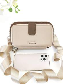 New Multifunctional Large Capacity Double Zipper Phone Wallet Fashionable Minimalist Soft Pattern Casual Vacation Date Messenger Bag - Apricot - View 7