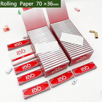 2 Boxes RYO Ultra Thin Transparent Rolling Papers, Classic Red Ultra Thin Paper Design, 50 Booklets Per Box, 50 Sheets Per Booklet, Suitable For 70mm Hand-Rolled Cigarettes, Slow And Steady Burn