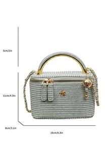 New Minimalist Hand-Held Box Bag, Shoulder & Crossbody Bag - Green - View 3