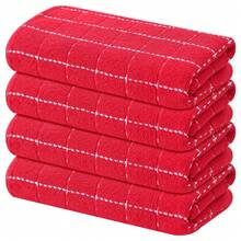 Homaxy/4Pcs Cotton Dish Towels Dishcloth Ultra Soft And Absorbent Kitchen Towels Household Cleaning Tools Kitchen Wash Cloth - 黑色 - 查看 5