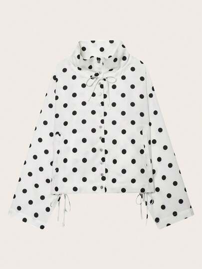Chaqueta con cordón estampada con lunares, de estilo informal para vacaciones de primavera y otoño