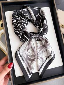 1 chiếc khăn bandana nữ với họa tiết hoa điều và hình học, khăn trùm đầu/khăn quàng cổ thời trang. - Nhiều màu - Xem 4