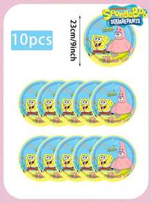 SpongeBob SquarePants Juego de 1/10/20 piezas de artículos para fiestas de Bob Esponja, incluye vasos de papel, servilletas, mantel y platos, adecuado para decoración y creación de ambiente de fiesta. Apto para reuniones familiares, fiestas al aire libre, fiestas de cumpleaños, eventos de discoteca, picnic y camping, ceremonias de graduación, celebraciones de bodas y actividades de regreso a clases. - Ver 8
