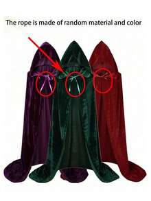 Velvet Hooded Cloak, Adult Wizard Cloak, Unisex, Essential For Vampire And Witch Costumes, Ideal For Halloween And Christmas Parties, Easy To Wear And Store, Perfect Holiday Gift - Multicolor - View 12