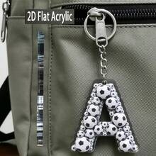 2D Acrylic Flat Football Letter Keychain, Designed For Football Players And Fans, Suitable For Football Themed Party Gifts, Souvenirs, Bag Charms, Training And Match Key Accessories - Football-themed Letter Keychain 01 - View 4