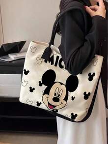 Túi tote vải canvas in hình hoạt hình Disney thời trang, túi xách tay dễ thương dùng đi làm, túi đeo vai đa năng dành cho học sinh. - Xem 1