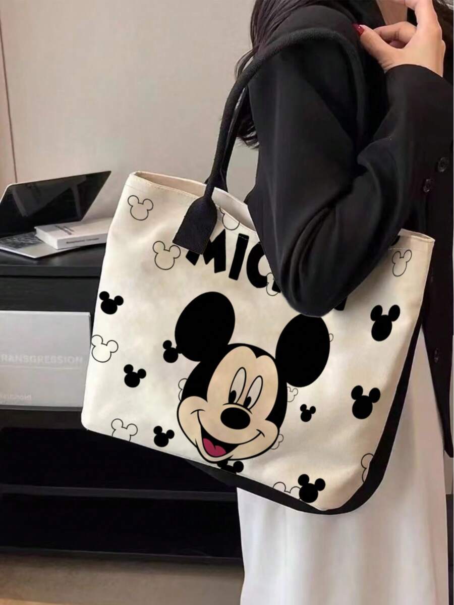 Túi tote vải canvas in hình hoạt hình Disney thời trang, túi xách tay dễ thương dùng đi làm, túi đeo vai đa năng dành cho học sinh. - Xem 1