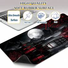 Extra Large Japanese Landscape Pattern Mouse Pad, Anti-Slip Computer Desk Mat With Stitched Edges, XL Keyboard & Mouse Pad, Aesthetic Decor For Home & Office - View 9