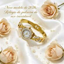 Women's Stainless Steel Watch 2026 | Rhinestones On Dial And Bracelet, 23.5mm - Aco19 - View 7