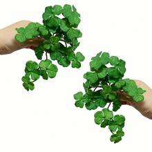 2pcs Artificial Maidenhair Fern And Clover Plant Set, For Wall Decor, Soft Mini Bouquet, Handmade Fake Ivy Leaves, Suitable For Garden, Desktop Bonsai, Home, Shop And Office Decoration - Multicolor - View 2