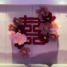 3朵皱纹纸花装饰,小号、中号、大号三种尺寸,酒红色人造花朵,可伸缩可折叠,可重复使用,适合房间装饰、派对活动、新年、圣诞节等场合。 - 酒紅色 - 查看 6