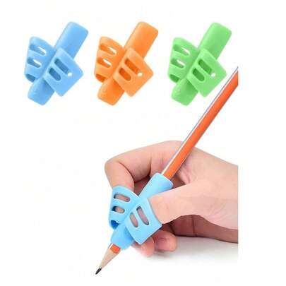 Bộ 3 dụng cụ hỗ trợ cầm bút ergonomic, chỉnh tư thế viết (Xanh dương, Xanh lá cây, Cam), thích hợp cho văn phòng, trường học, vẽ, viết bút dạ, văn phòng phẩm, dụng cụ luyện viết đa năng, đồ dùng chuyên nghiệp cho học tập và công việc, quà tặng tựu trường, phù hợp cho mọi lứa tuổi