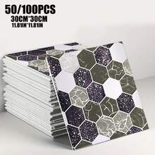 Brodark 50/100片装 30x30厘米 自粘仿大理石金箔3D墙贴，3D墙板，优雅现代设计，防水防潮，可移除不留残胶，是浴室和厨房翻新的理想之选，安装简便，适用于家居装饰、公寓和商业空间，经久耐用，持久如新。 - 50/100片裝 - 查看 7