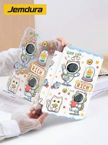 1个可爱宇航员猫图案平板电脑保护套，升级版Y型折叠设计，多角度支架，双面印刷，兼容iPad 10.2英寸（A16）11英寸（第11/10/9代）、Galaxy Tab A8 10.5英寸（2022款），防摔，带笔槽，支持睡眠/唤醒功能，是送给家人和朋友的最佳礼物。 - 彩色 - 查看 1