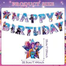 Tachimi 1pc K-Pop D Emon Hunting Party Banner, Fashionable Birthday Decoration Hanging, Universal Decoration For Celebrations - Multicolor - View 2