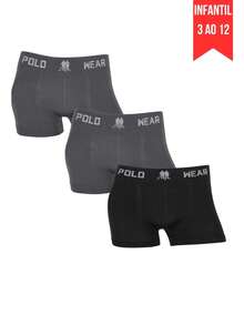 Set Of 3 Polo Wear Original Boys' Boxer Briefs For Kids - Premium Quality - 2根鉛/1根黑線 - 查看 1