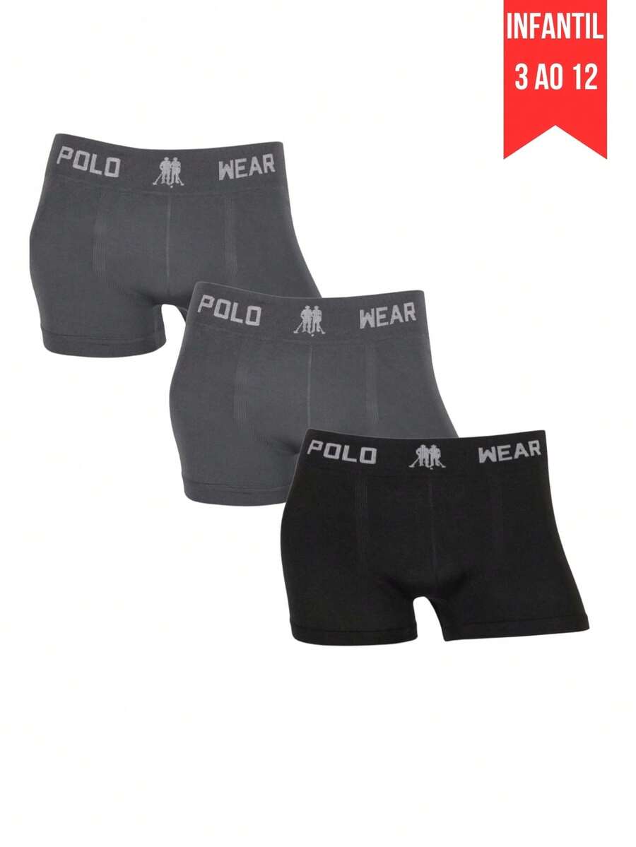 Set Of 3 Polo Wear Original Boys' Boxer Briefs For Kids - Premium Quality - 2根鉛/1根黑線 - 查看 1
