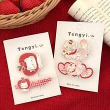 New Cute Pet Kitten Hair Clip For Girls, Versatile Bangs Clip Side Clip, Sweet Broken Hair Duckbill Clip Headgear - 1# 冰淇淋小熊髮夾 - 查看 5