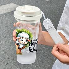 1/5個 500ml「開齋節快樂」可愛羊咪主題便攜旅行杯 - 透明咖啡杯，防漏水瓶附吸管與掛繩，適合旅行、學校、辦公室及開齋節慶祝 - 送給女性、穆斯林朋友、羊咪愛好者及開齋節愛好者的歡樂禮物 - 多色-羊上樹 - 查看 7